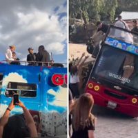 Captan accidente de Turibús en el que iba Santa Fe Klan en Guanajuato (Video)