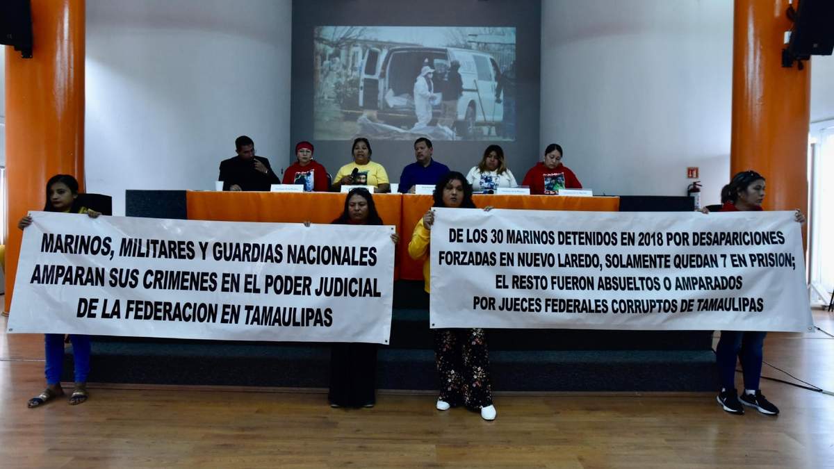 Conferencia de familiares de personas desaparecidas y ejecutadas extrajudicialmente por elementos de la Semar en 2018, en Nuevo Laredo