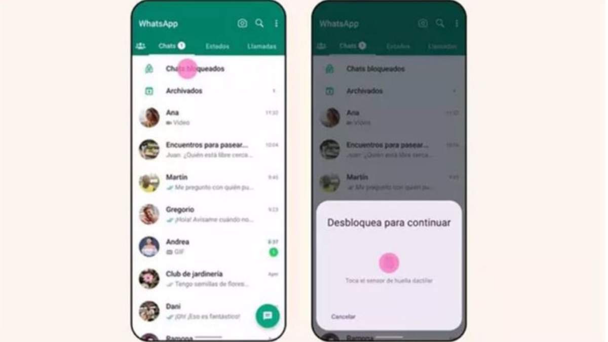 Interfaz de desbloqueo de contactos en WhatsApp - META