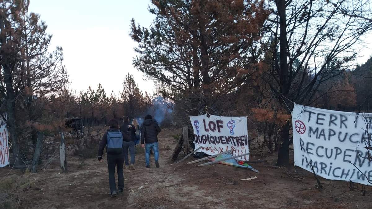 El predio mapuche en Cuesta del Ternero. Fuente: (Twitter)