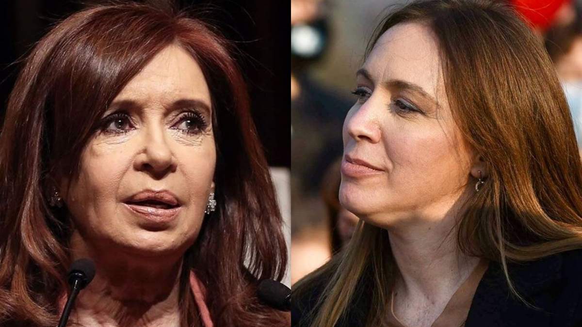 La vicepresidenta Cristina Fernández de Kirchner y la exgobernadora bonaerense María Eugenia Vidal. Fuente: (Twitter)