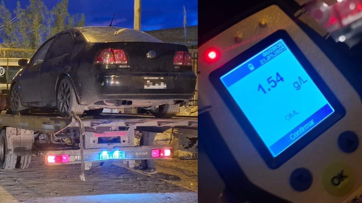 El test marcó 1,54 gramos alcohol por litro de sangre. Fuente: (Centenario Digital)