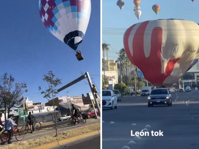 Globos aerostáticos aterrizan de emergencia en bulevares de León (Videos)