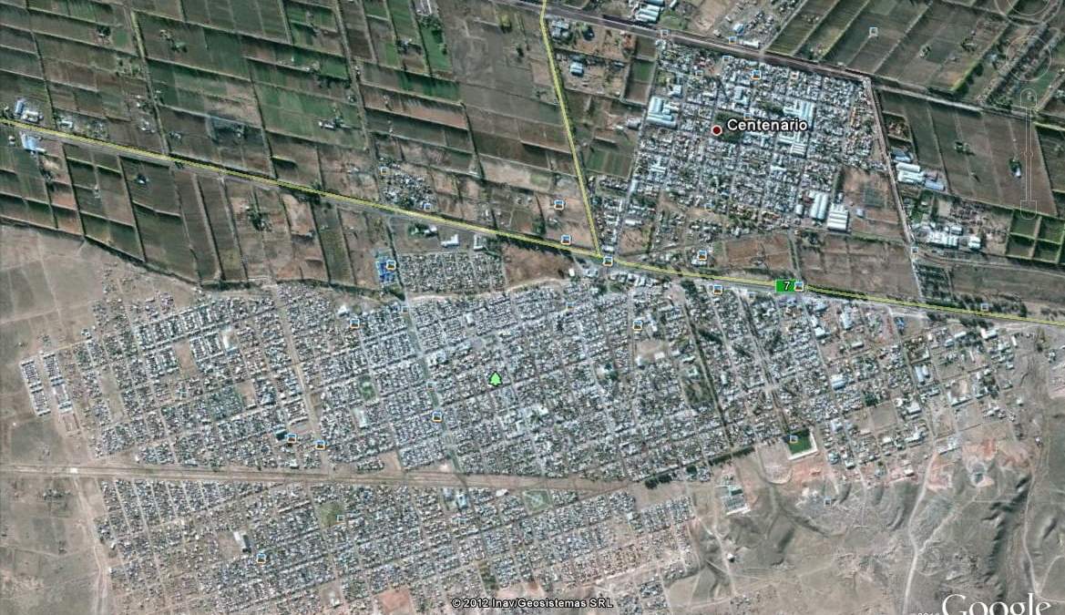 Vista aérea de Centenario. Fuente: (Facebook)