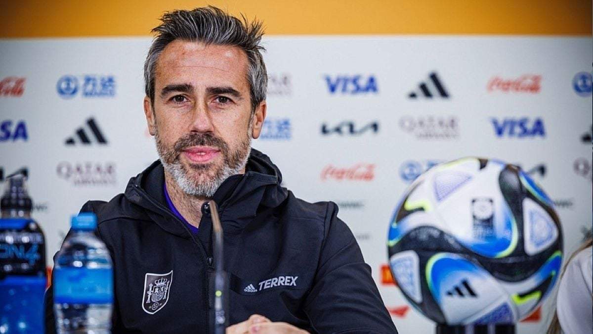 El entrenador de la Selección femenil de España, Jorge Vilda, en rueda de prensa durante el Mundial de Australia y Nueva Zelanda
