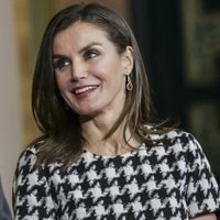 La reina Letizia reversionó su look con este abrigo de acabado pata de gallo XL. ¡Qué elegante!