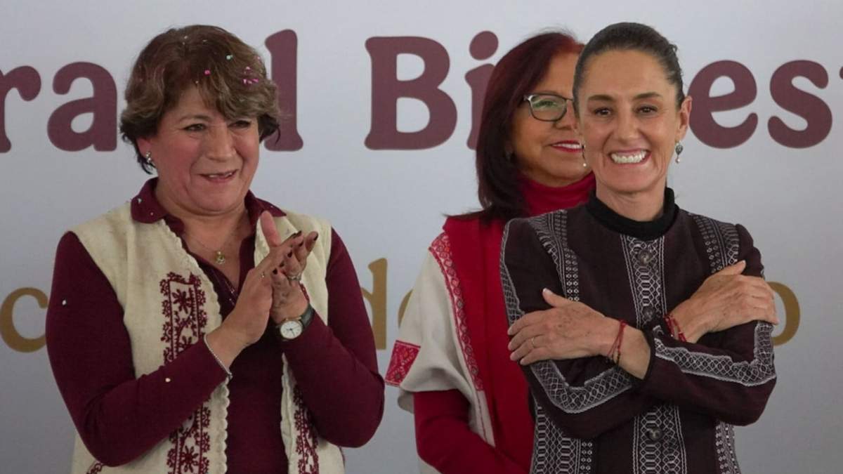 Claudia Sheinbaum y Delfina Gómez en La Paz, Estado de México
