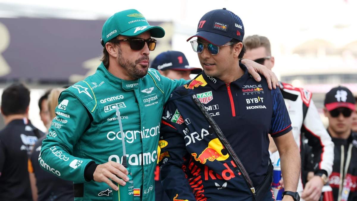 Fernando Alonso y Checo Pérez. Fuente: (Getty)