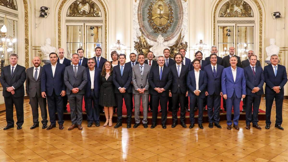 El presidente Alberto Fernández con los gobernadores. Fuente: (Twitter)