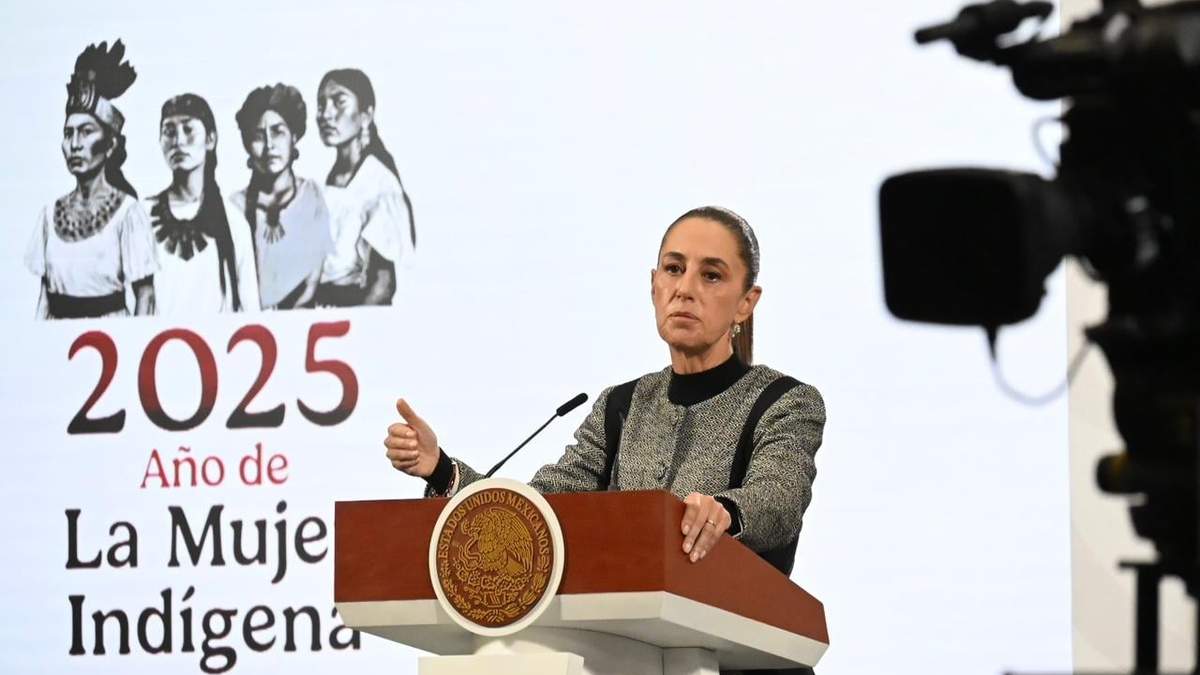 La presidenta Claudia Sheinbaum en la conferencia matutina de Palacio Nacional, el 28 de noviembre de 2025