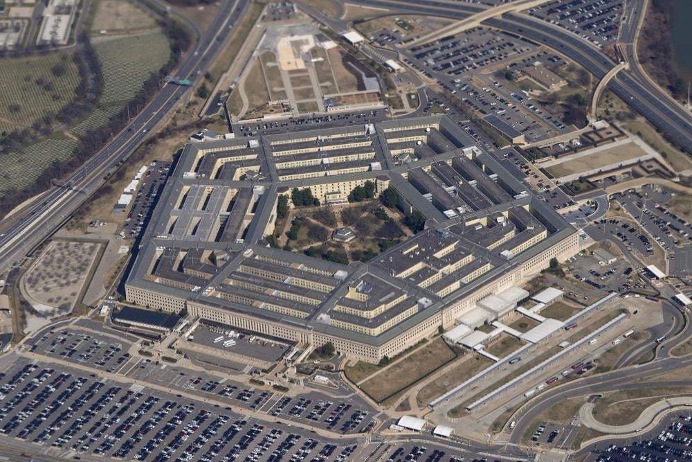 El Pentágono captado desde el avión presidencial el 2 de marzo de 2022 en un sobrevuelo sobre Washington