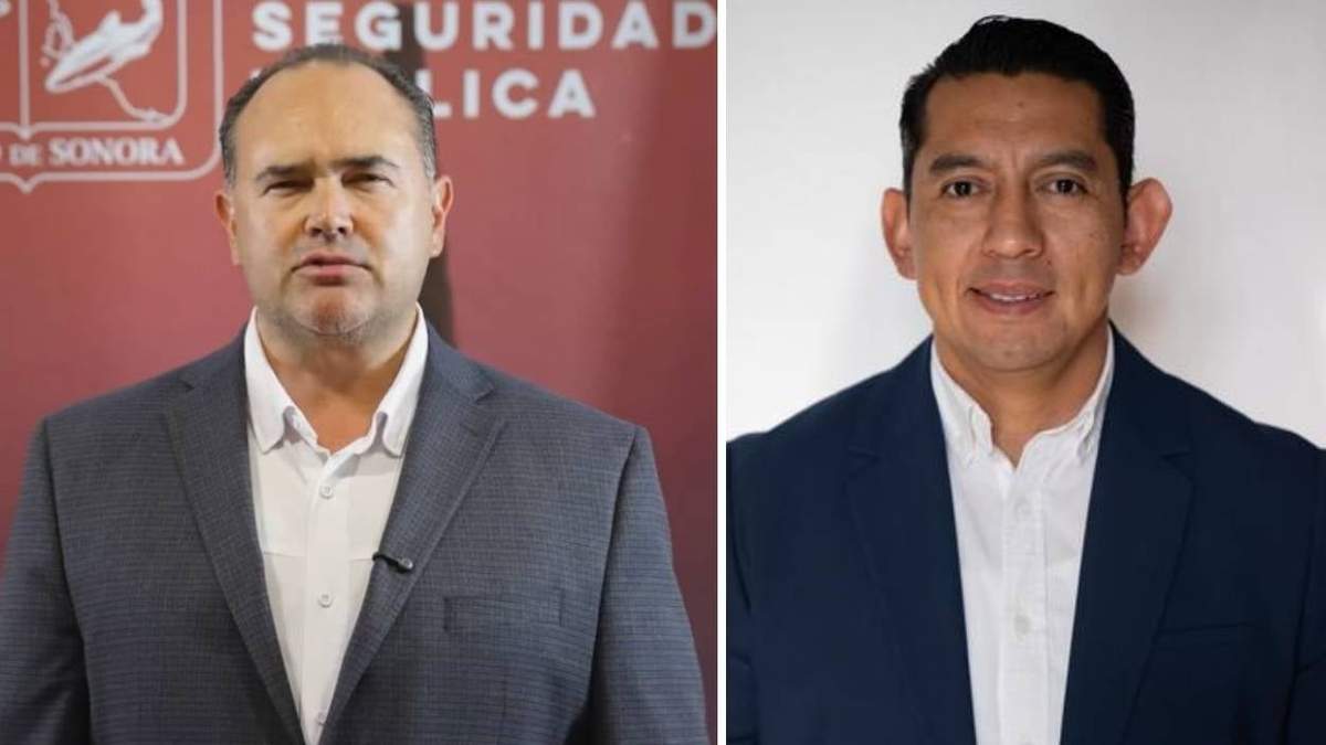 El exsecretario Víctor Hugo Eníquez García y el nuevo secretario, Braulio Martínez Navarrete