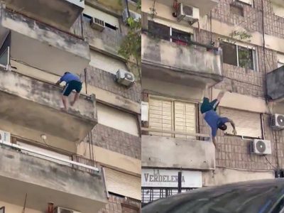 Cayó de un cuarto piso y se salvó tras impactar contra un patrullero