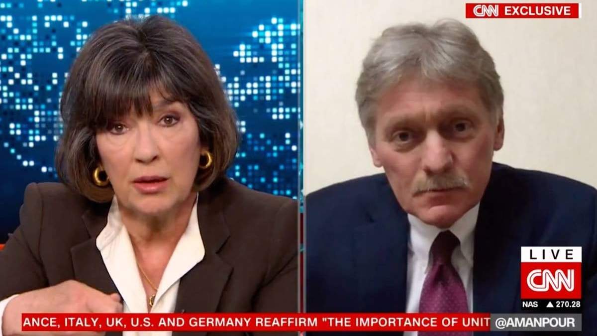 El vocero Dimitri Peskov entrevistado por la periodista Christiane Amanpour