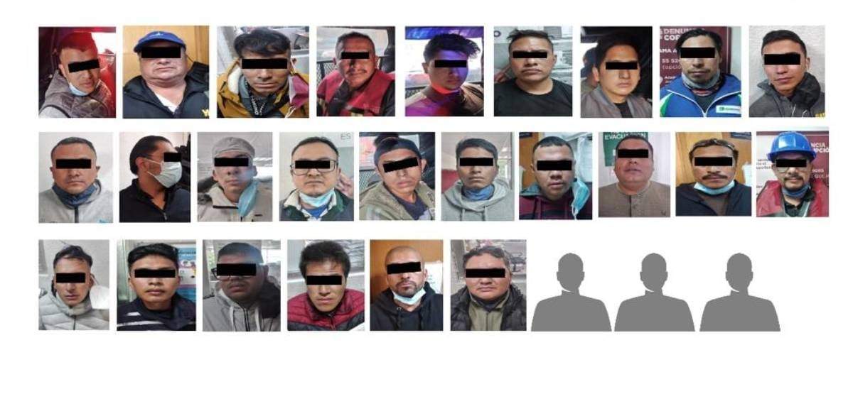 El grupo de personas detenidas este martes