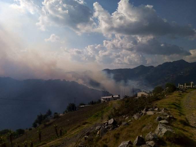 Incendio forestal en Zacatlán, Puebla