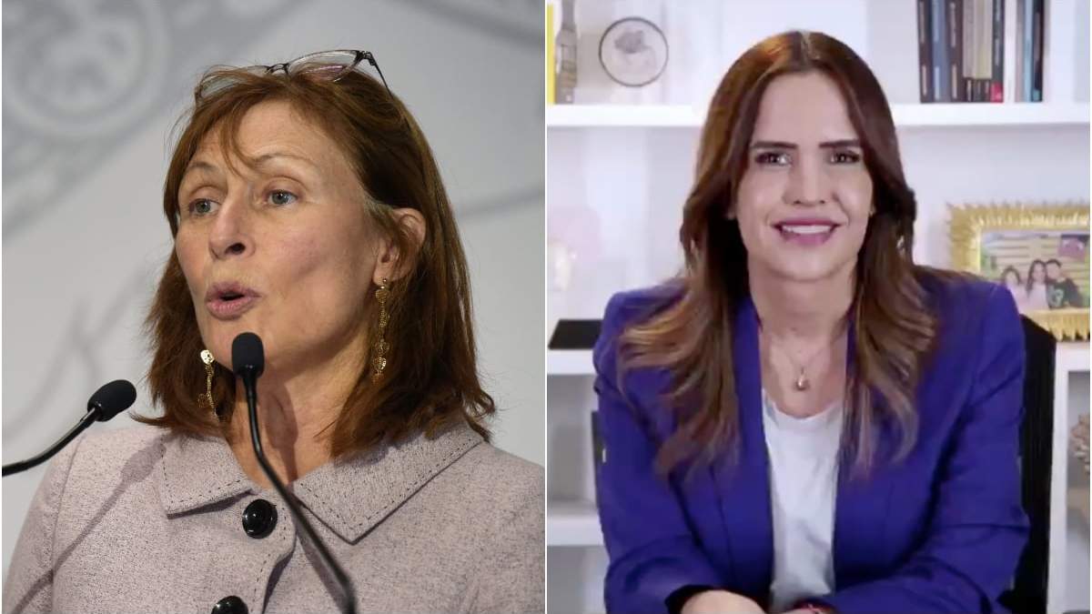 Tatiana Clouthier, secretaria de Economía, y Clara Luz Flores, candidata de Morena al gobierno de Nuevo León