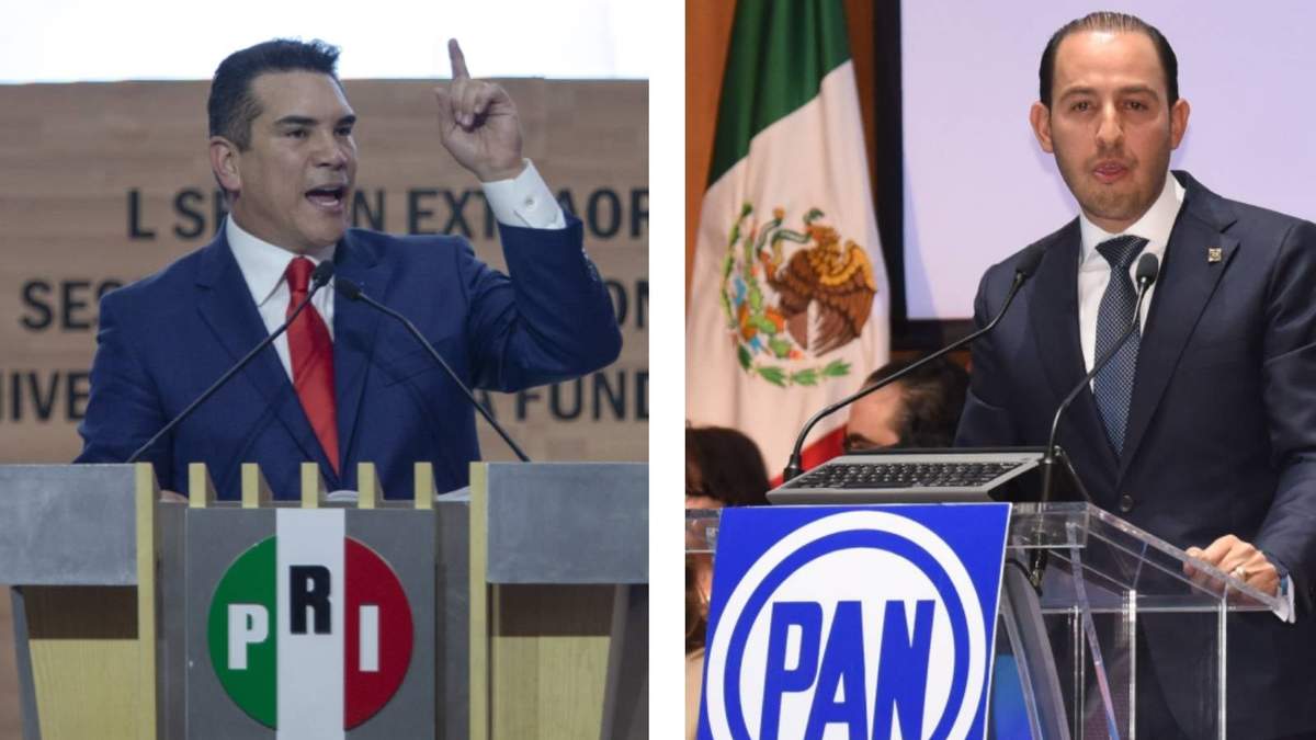 Los presidentes del PRI y PAN, Alejandro Moreno y Marko Cortés