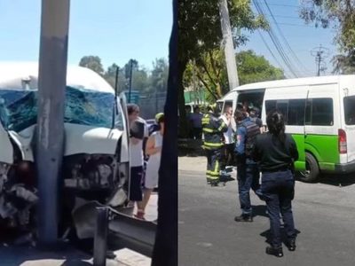 Combi que iba a exceso de velocidad choca contra poste en Avenida Oceanía; hay 11 lesionados