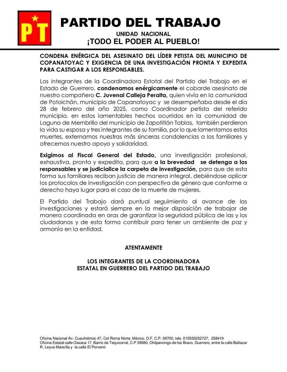 Comunicado PT estatal