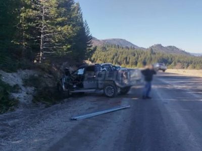 Vuelco en la Ruta 13 cerca de Villa Pehuenia por acumulación de hielo