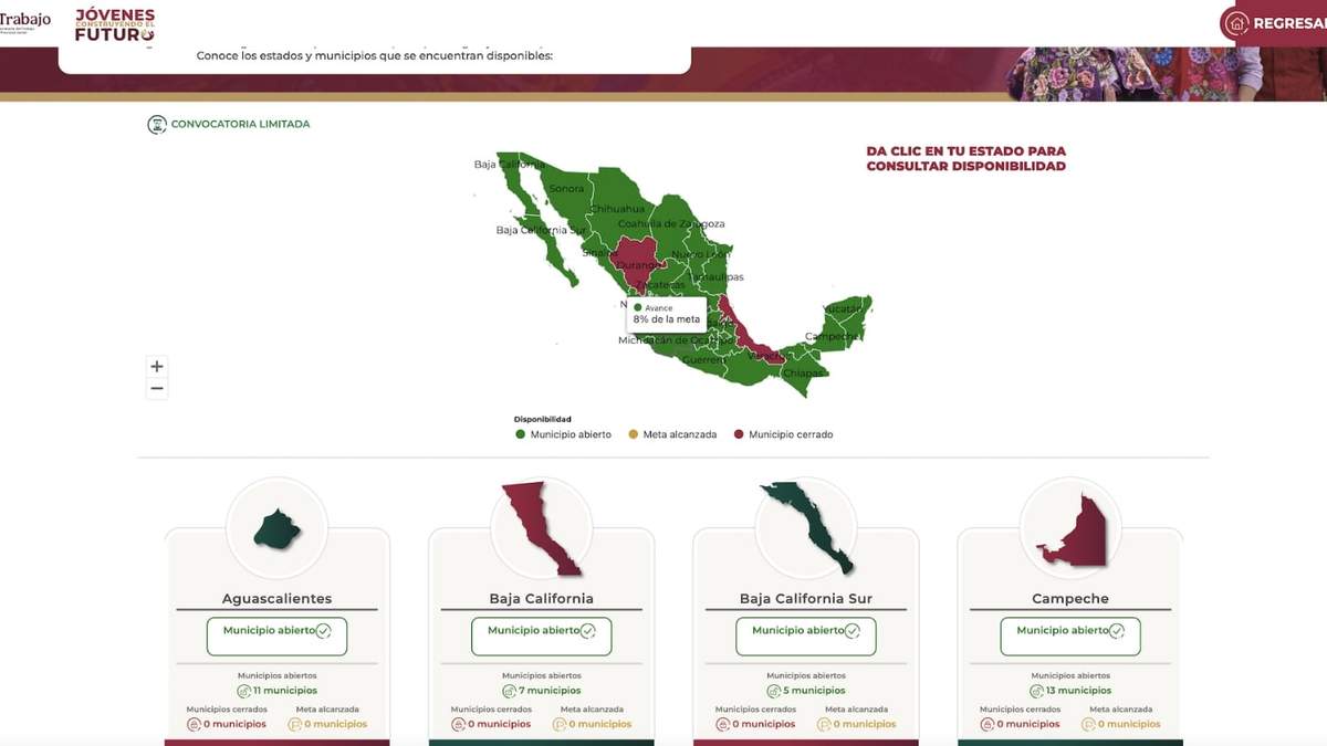 Mapa interactivo de Jóvenes Construyendo el Futuro