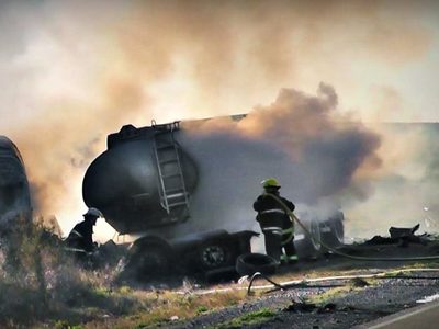 Trágico accidente e incendio sobre ruta 22, cerca de Choele Choel