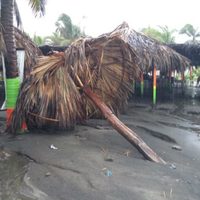 Lluvias torrenciales por 'Bud” arrasan con palapas en playas de Michoacán