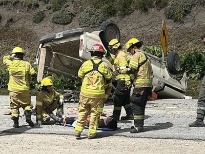 Grave accidente en la Ruta 40: una camioneta volcó cerca del acceso al Cerro Chapelco