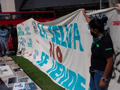 Ambientalistas instalan antimonumento contra el Tren Maya en Paseo de la Reforma