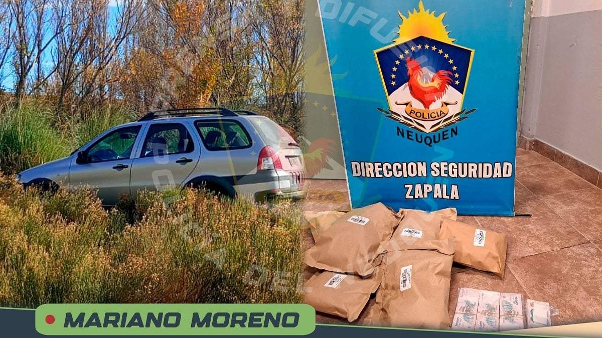 El auto y el dinero fueron recuperados en Mariano Moreno. Fuente (Policía de Neuquén)