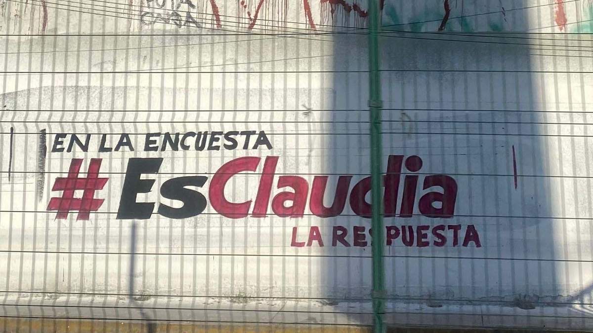 Una barda con propaganda de Claudia Sheinbaum