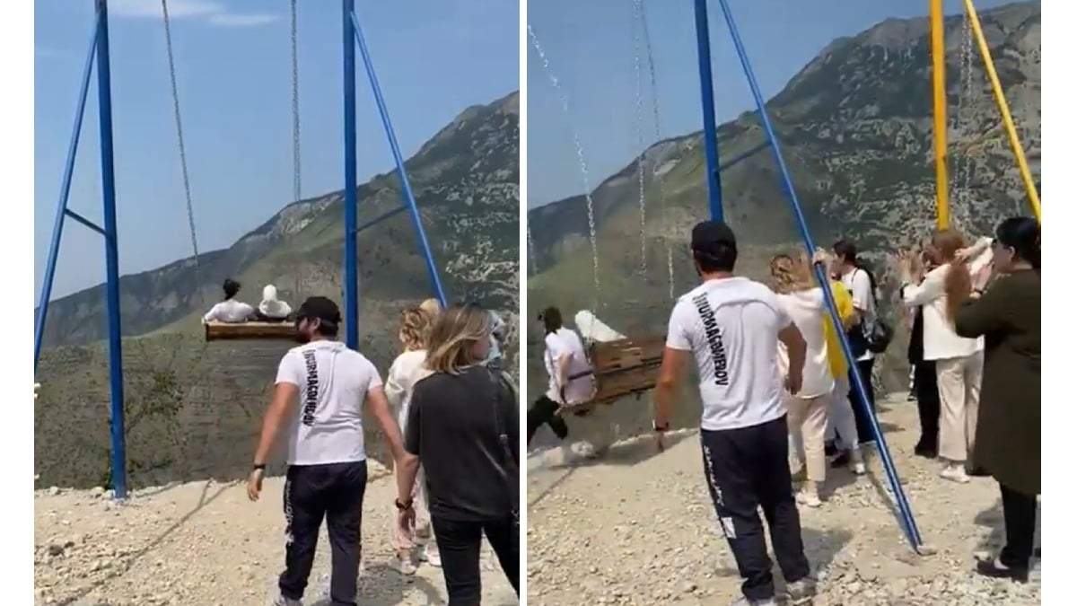 Momento en que las dos mujeres caen al barranco