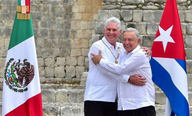 El presidente Andrés Manuel López Obrador y su homólogo cubano, Miguel Díaz-Canel