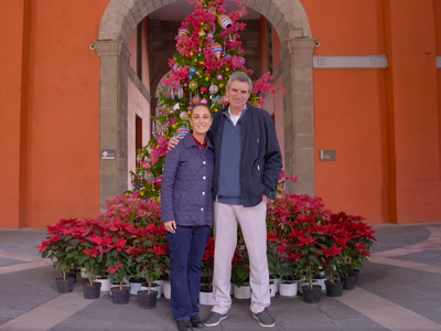 Este es el mensaje navideño que envió Sheinbaum y Tarriba desde Palacio Nacional (Video)