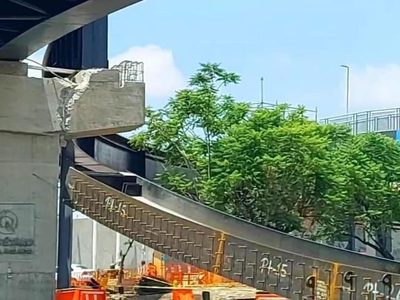 Colapsa una trabe en la construcción de un puente de 122 millones de pesos en Querétaro