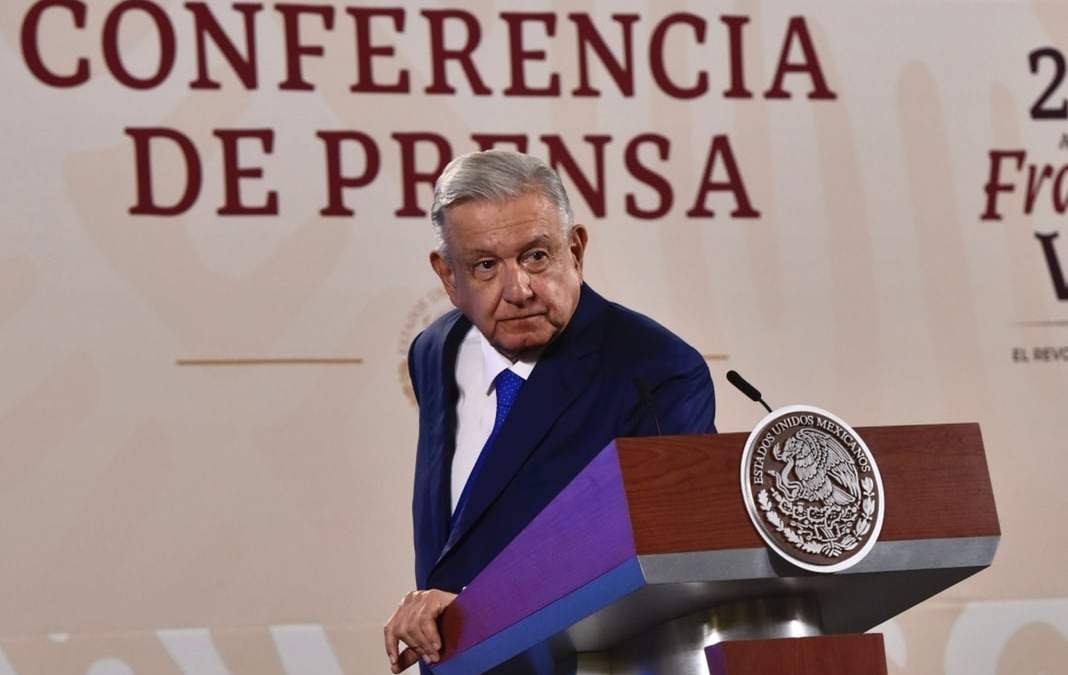 El presidente en Palacio Nacional durante la conferencia de prensa de este lunes