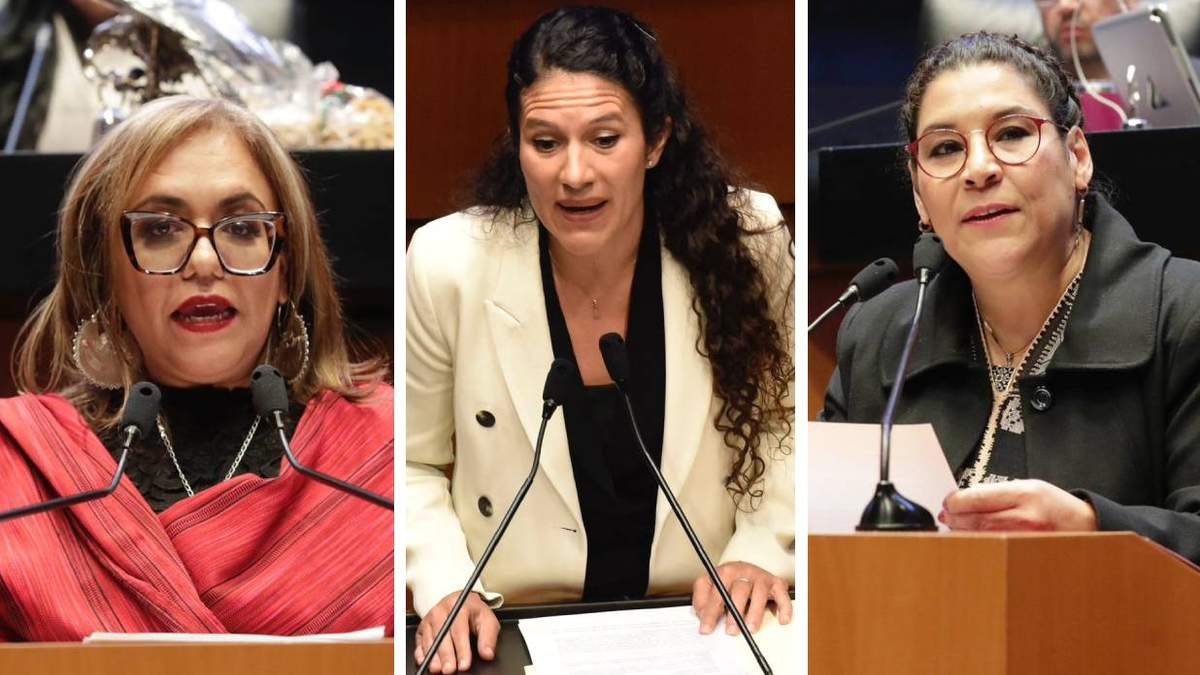 Las candidatas a ministra María Eréndira Cruzvillegas, Lenia Batres Guadarrama y Bertha María Alcalde
