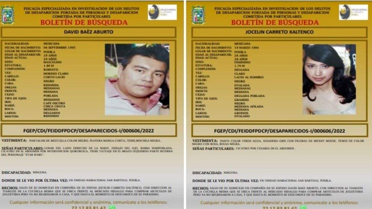 David Baez Aburto y Jocelin Carreto Xaltenco, matrimonio desaparecido hace un año en Puebla