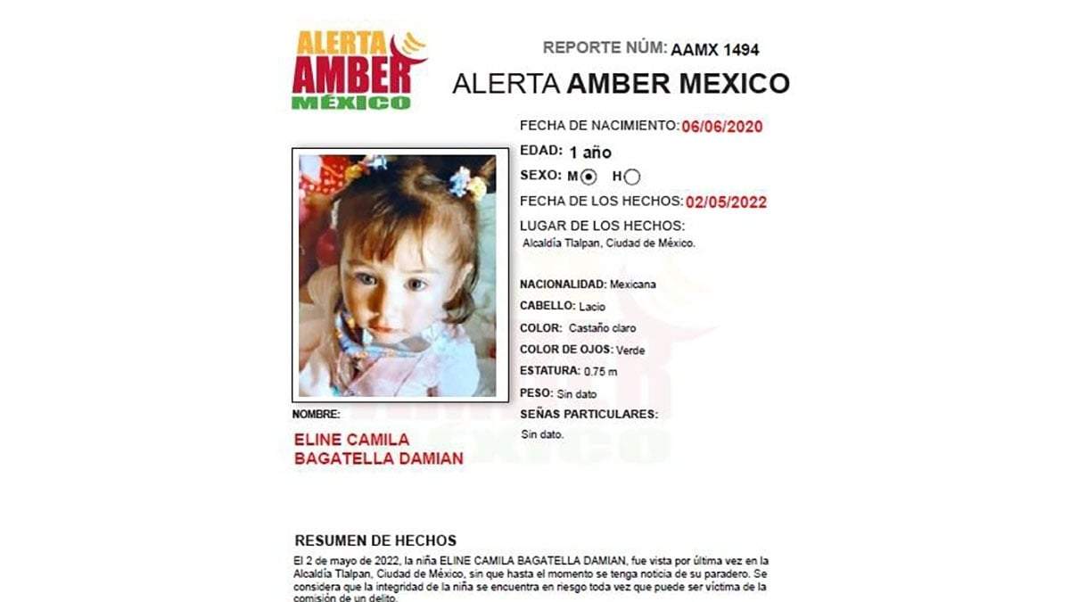 Alerta Amber en busca de Eline Camila