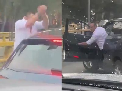 Conductor golpea y amedrenta a otro automovilista sobre Río Churubusco (Video)