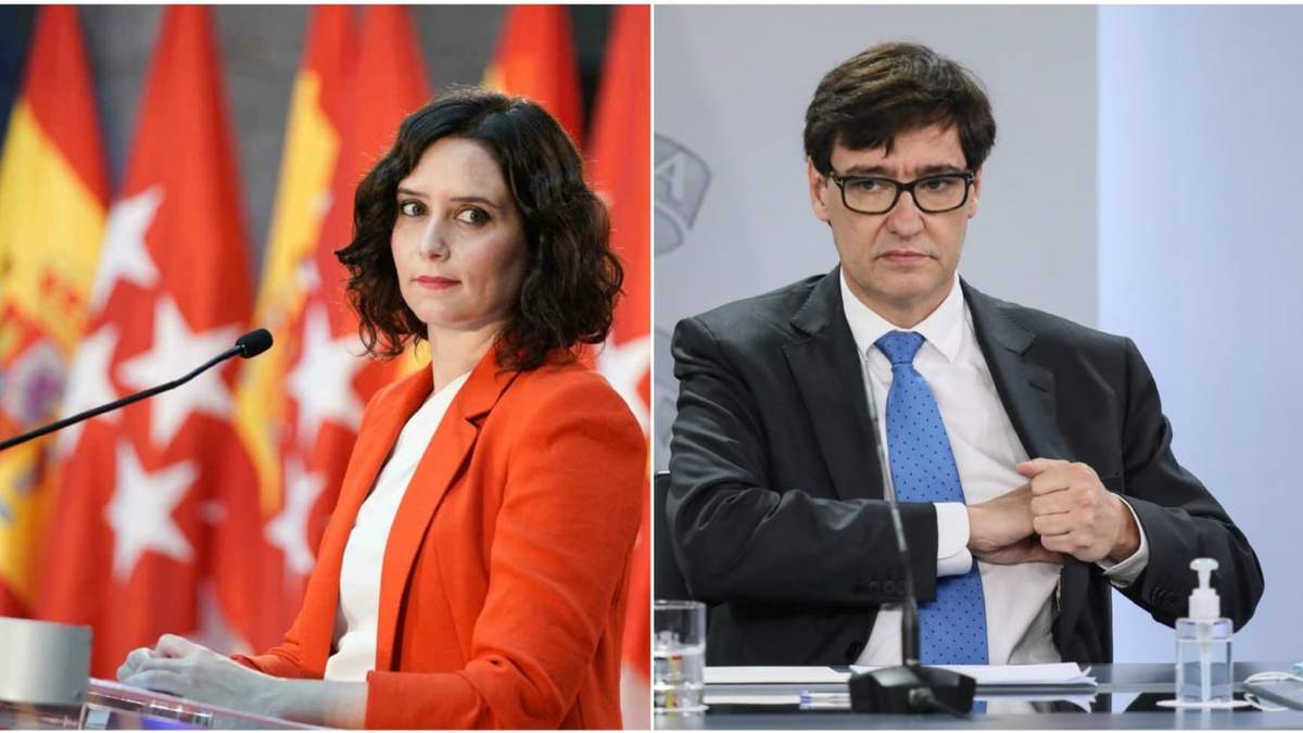 La titular del gobierno regional de Madrid, Isabel Díaz Ayuso, está enfrentada con el ministro de Salud español, Salvador Illa. Fuente: (Twitter)