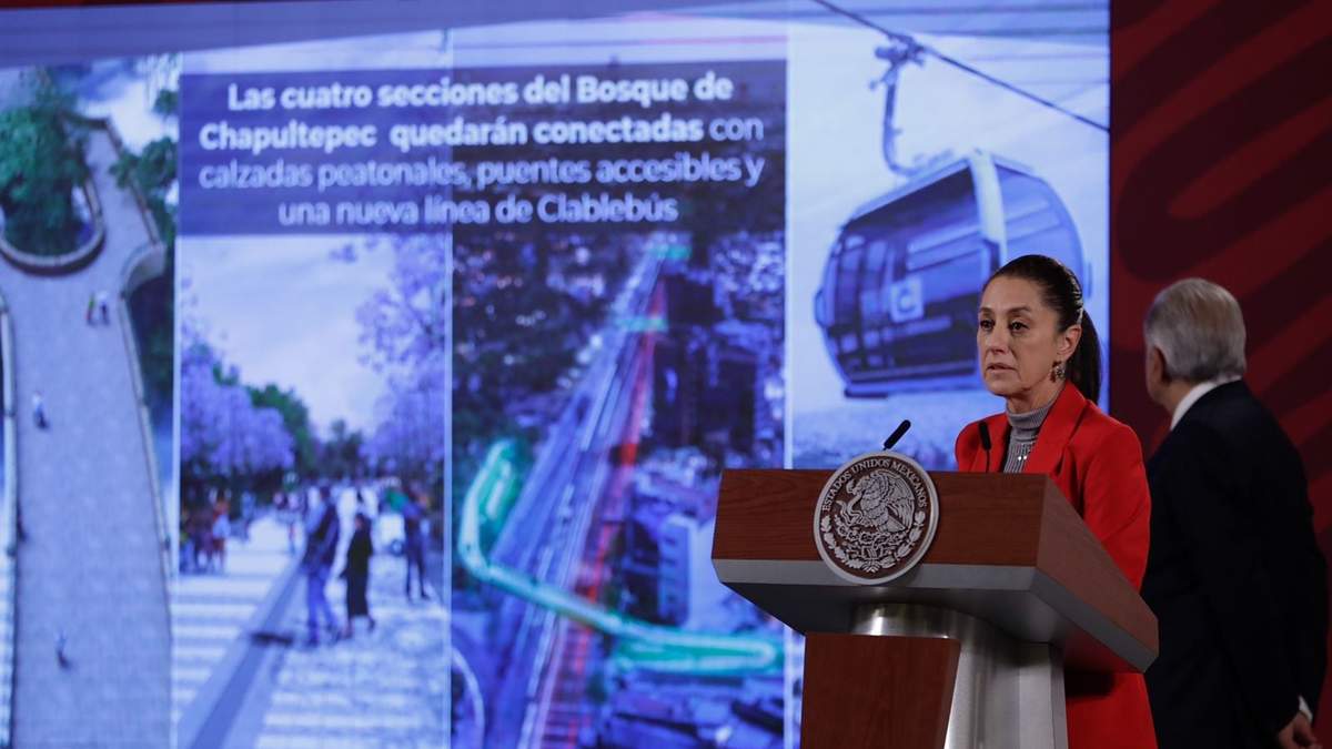 Claudia Sheinbaum dijo que Chapultepec tendrá una línea de Cablebus de 5 km para conectar a las cuatro secciones