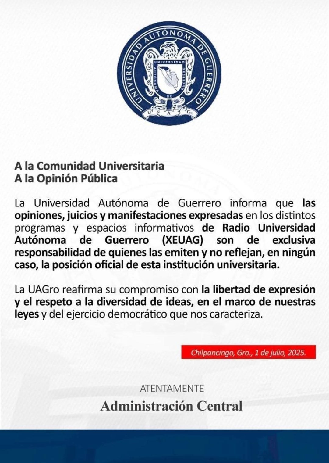 Comunicado Rectoria 03jul25