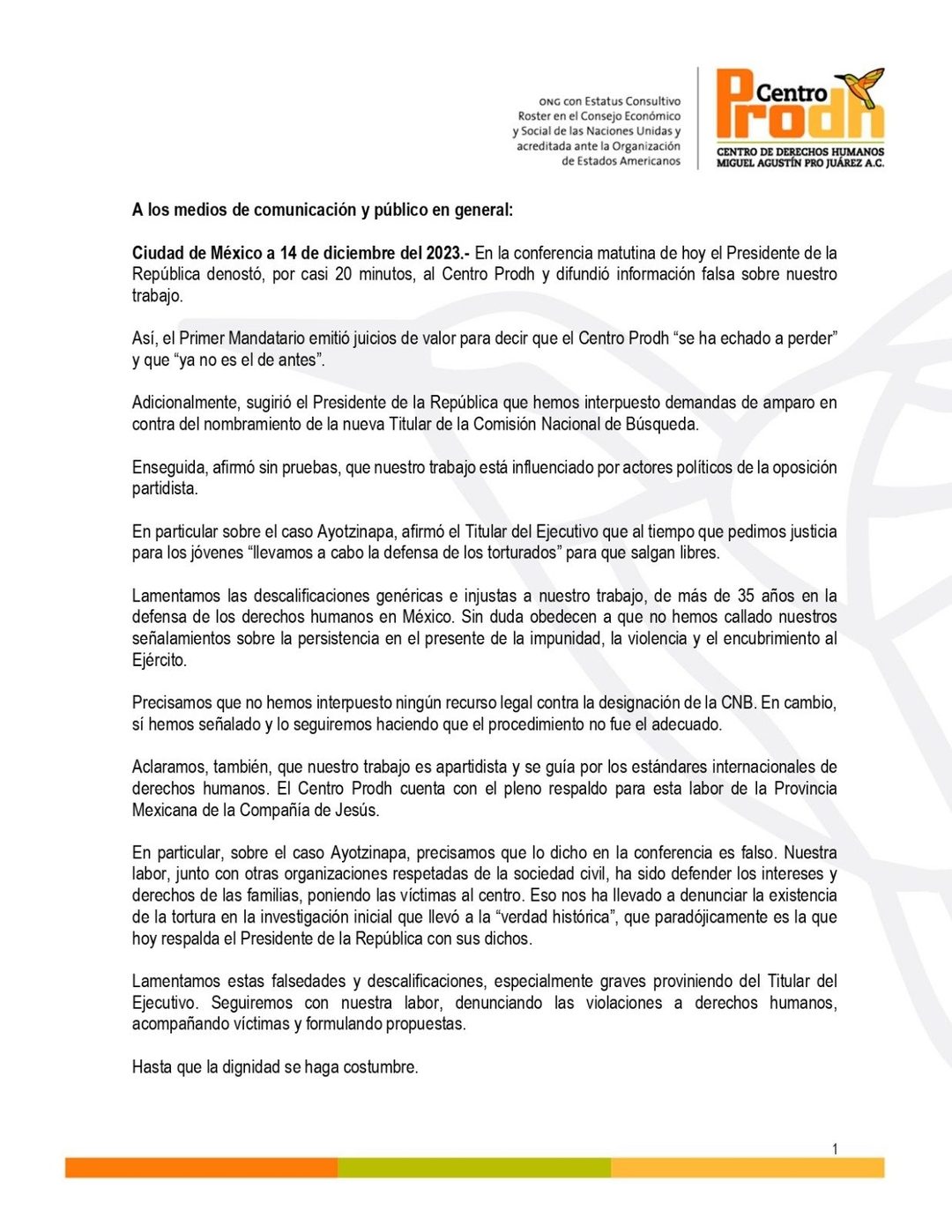 Denuncia Centro Prodh