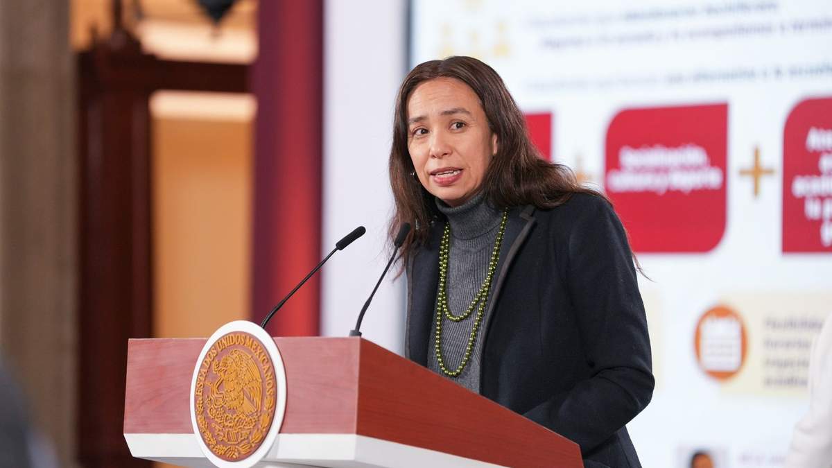 La subsecretaria de Educación Media Superior de la Secretaría de Educación Pública (SEP), Tania Rodríguez Mora, en la conferencia matutina de Palacio Nacional, el martes 24 de febrero de 2026