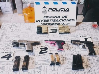 Hallaron un arsenal y plantas de marihuana en allanamientos en Neuquén y Centenario