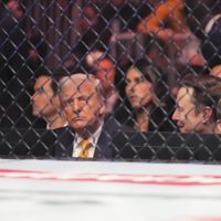 Trump se sienta junto a la jaula de la UFC en Miami y recibe ovación de pie (Video)