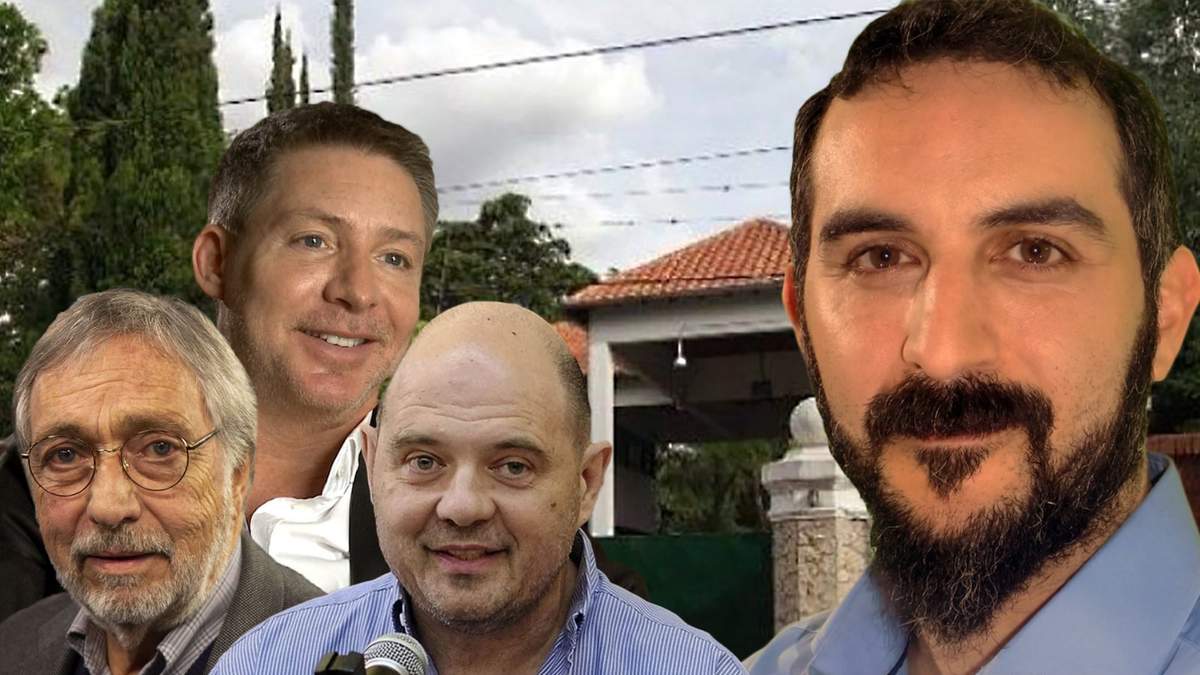 Los actores Luis Brandoni, Adrián Suar y Carlos Rottemberg y el precandidato a diputado nacional, Juan Pablo Chiesa. Fuente: (Minuto Neuquén)