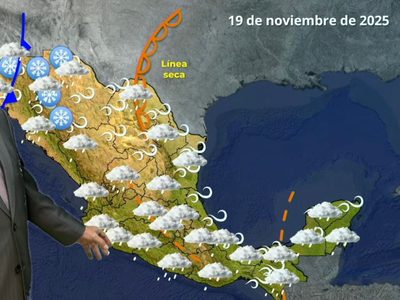Marcado descenso de temperaturas, chubascos y lluvias el miércoles por el frente frío 15